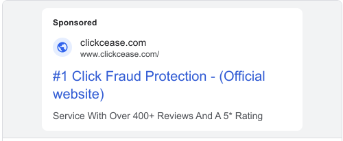 ClickCease live Google search ad from the Google Ads Transparency Center
