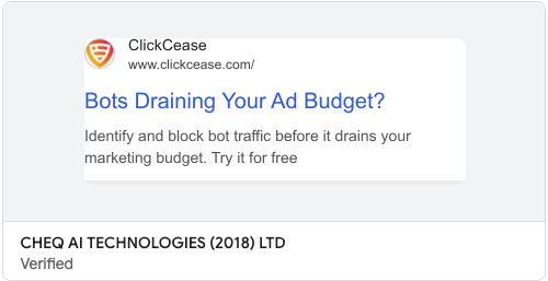 ClickCease live Google search ad from the Google Ads Transparency Center